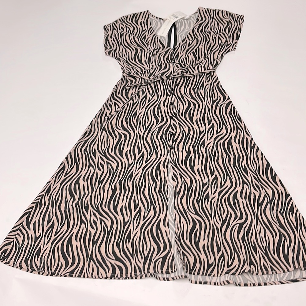 Society stitch tan and black zebra dress